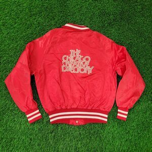 Vintage 80s Chicago Directory Club Bomber Jacket M 22x24 Red